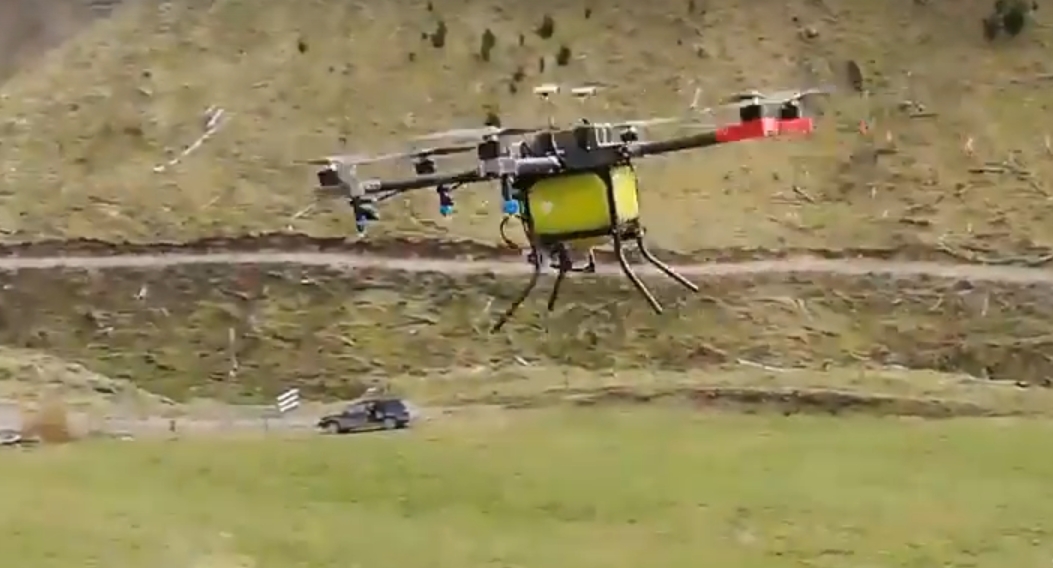 Terrain following on hillside in New Zealand-drone agriculture sprayer, agriculture drone sprayer, sprayer drone, UAV crop duster