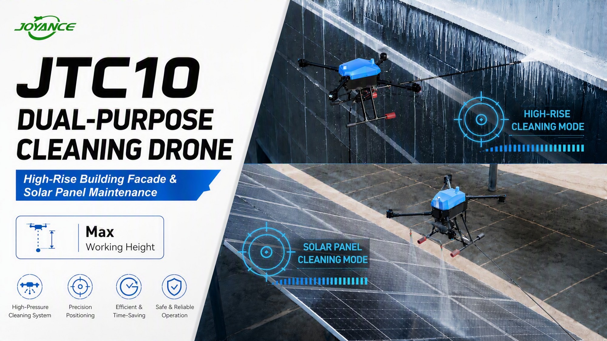 Joyance tech High Pressure Cleaning Drone for Building & Solar Panel Cleaning-drone agriculture sprayer, agriculture drone sprayer, sprayer drone, UAV crop duster